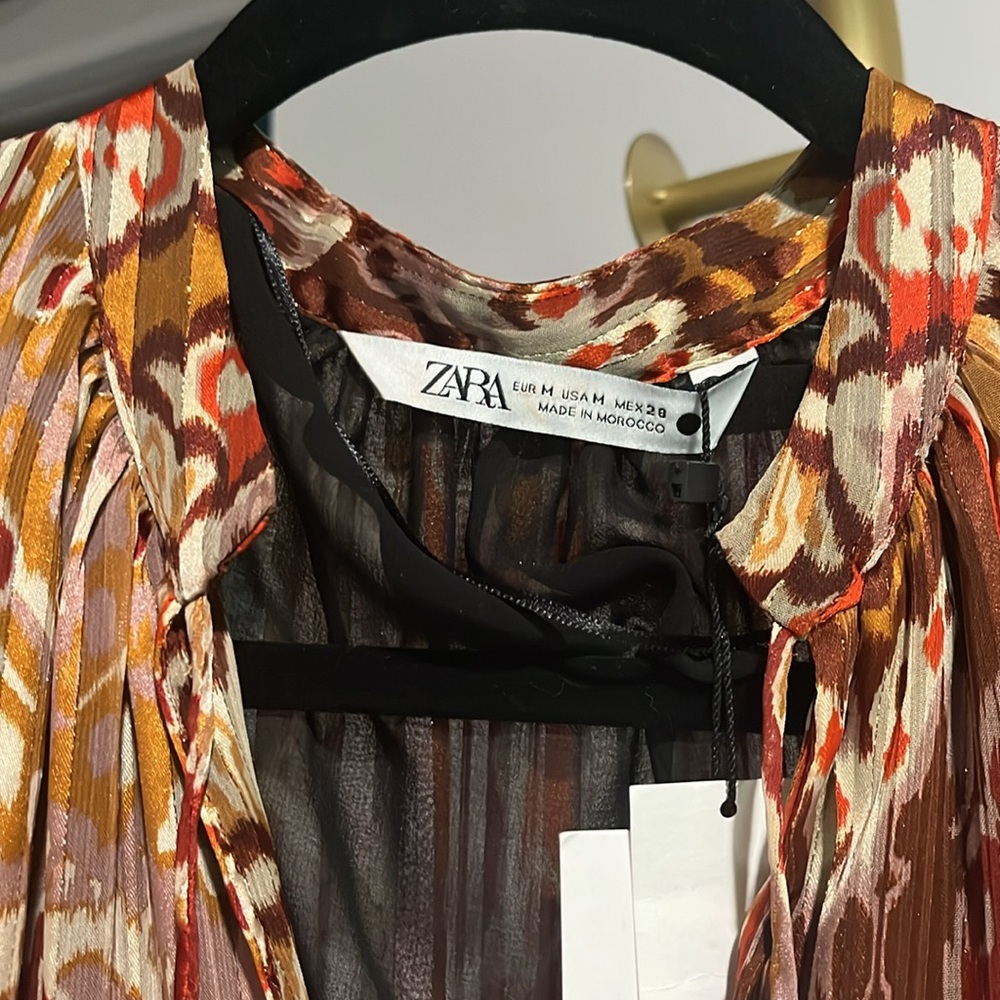 ZARA nwt GEOMETRIC PRINT METALLIC MIDI DRESS - M - Picture 17 of 17
